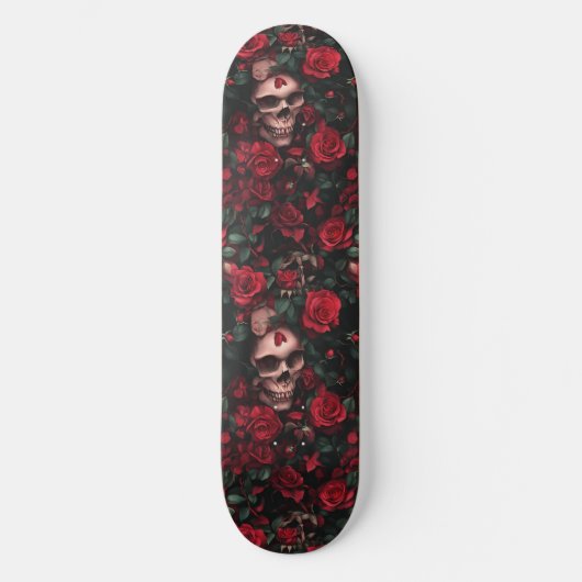Gothic Skull and Rose Macabre Skateboard (Vorderseite)