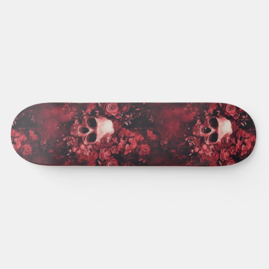 Gothic Skull and Rose Macabre Skateboard (Horizontal)