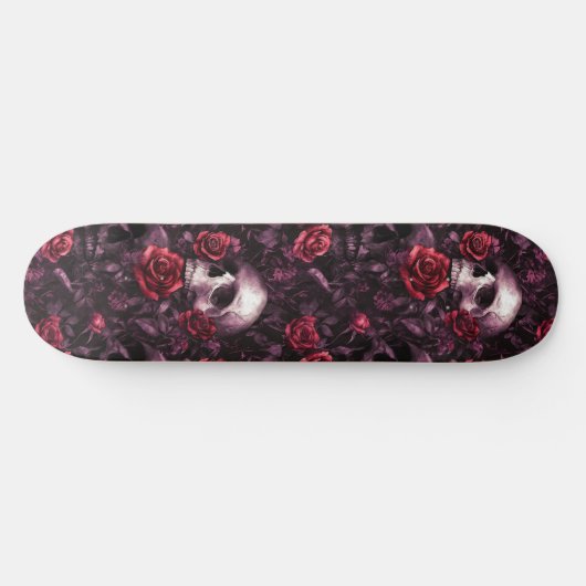 Gothic Skull and Rose Macabre Skateboard (Horizontal)