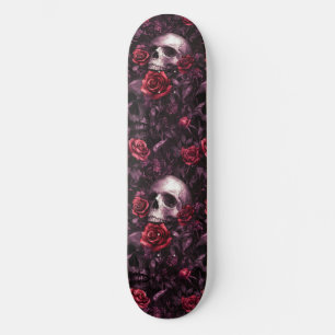 Gothic Skull and Rose Macabre Skateboard