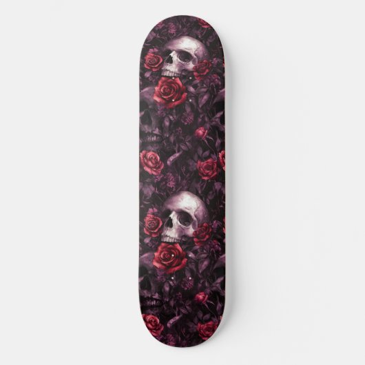 Gothic Skull and Rose Macabre Skateboard (Vorderseite)