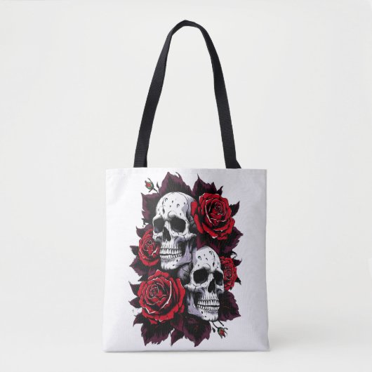 Gothic Skull and Rose Motif Tasche (Vorderseite)