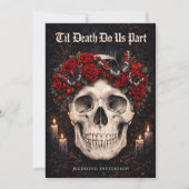 Gothic Skull and Roses Wedding Invitation Einladung (Vorderseite)