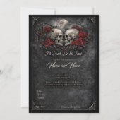 Gothic Skull and Roses Wedding Invitation Einladung (Rückseite)