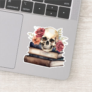 Gothic Skull auf Vintage-Büchern Wasserdicht Aufkleber