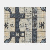 Gothic Skull & Bat Denim Collage Fleecedecke (Vorderseite (Horizontal))