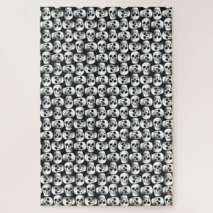 Gothic Skull Beängstigend Schwarz-Weiß-Muster De Puzzle