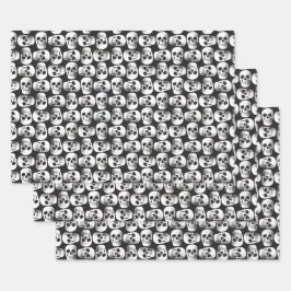 Gothic Skull Beängstigend Schwarz-Weiß-Muster Desi Geschenkpapier Set