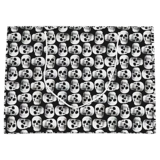 Gothic Skull Beängstigend Schwarz-Weiß-Muster Desi Große Geschenktüte (Vorderseite)