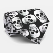Gothic Skull Beängstigend Schwarz-Weiß-Muster Desi Krawatte (Gerollt)