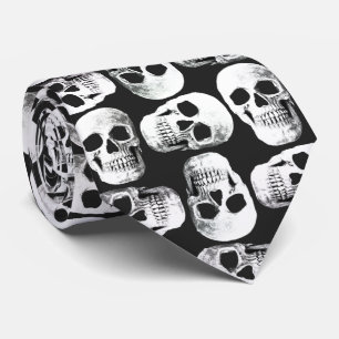 Gothic Skull Beängstigend Schwarz-Weiß-Muster Desi Krawatte