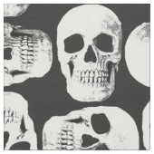 Gothic Skull Beängstigend Schwarz-Weiß-Muster Desi Stoff (Nahaufnahme)