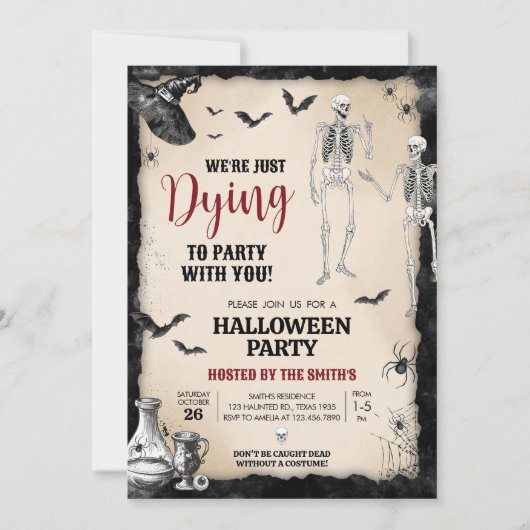 Gothic Skull beim Halloween-Party Party Einladung (Vorderseite)