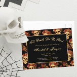 Gothic Skull bis zum Tod machen uns Save the Date  Ankündigungspostkarte<br><div class="desc">Diese gotische Hochzeit Save the Date Postcard zeigt ein Muster von gruseligen Schädeln, die in einem schwarzen Abgrund hinter deinem Text "Bis zum Tod macht uns Teil" schwebten. Jeder Schädel ist mit rote Rosen geschmückt, um einen romantischen Anlass zu bieten. Ihre leeren seelenlosen Augen werden scharf gegen die Krone der...</div>