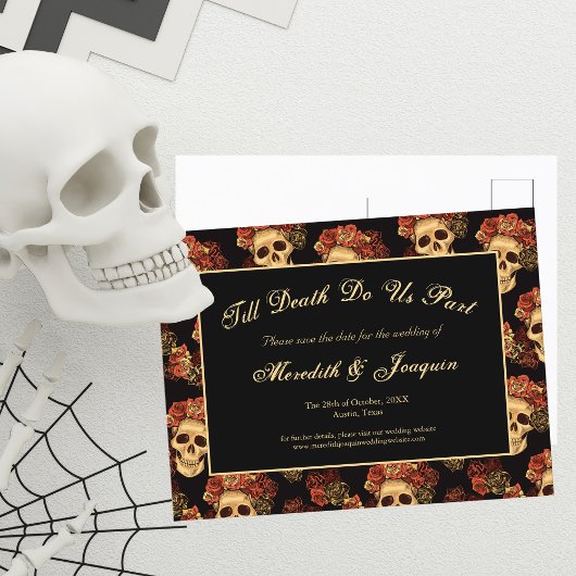 Gothic Skull bis zum Tod machen uns Save the Date Ankündigungspostkarte