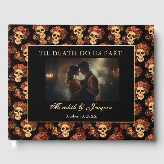 Gothic Skull bis zum Tod tun uns Teil maßgeschneid Gästebuch (Vorderseite)