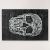 Gothic Skull Black and White Grunge Beängstigend Puzzle (Horizontal)