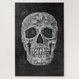 Gothic Skull Black and White Grunge Beängstigend Puzzle