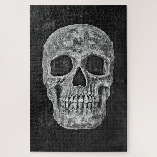 Gothic Skull Black and White Grunge Beängstigend Puzzle (Vertikal)