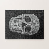 Gothic Skull Black and White Grunge Beängstigend Puzzle (Horizontal)