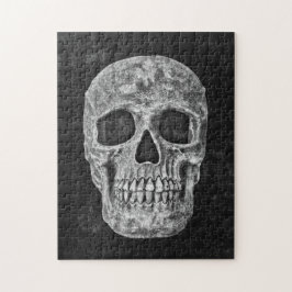 Gothic Skull Black and White Grunge Beängstigend Puzzle