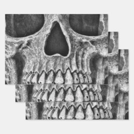 Gothic Skull Black and White Grunge Cool Geschenkpapier Set