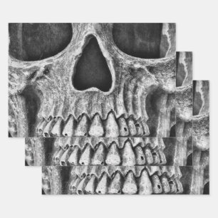 Gothic Skull Black and White Grunge Cool Geschenkpapier Set