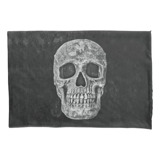 Gothic Skull Black and White Grunge Cool Kissenbezug (Vorderseite)