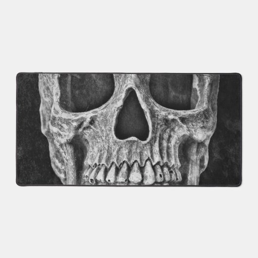 Gothic Skull Black and White Grunge Cool Schreibtischunterlage (Vorderseite)