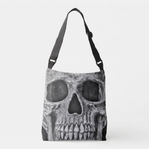 Gothic Skull Black and White Grunge Cool Tragetaschen Mit Langen Trägern