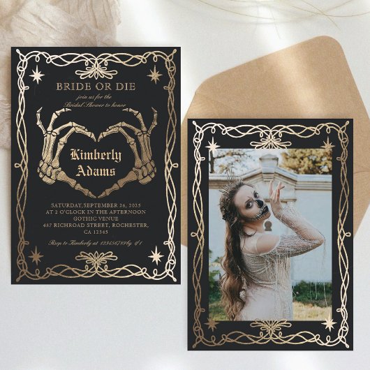 Gothic Skull Black Brautparty Einladung