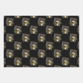 Gothic Skull Black & Gold Glitzer Rose Geschenkpapier Set (Vorderseite)