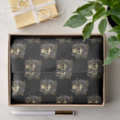Gothic Skull Black & Gold Rose Glitzer Seidenpapier (Geschenk)