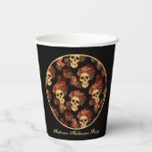Gothic Skull Black Rote Rose Crown Halloween-Party Pappbecher (Rückseite)