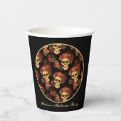 Gothic Skull Black Rote Rose Crown Halloween-Party Pappbecher (Vorderseite)