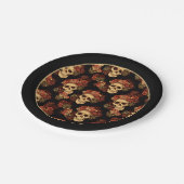 Gothic Skull Black Rote Rose Crown Halloween-Party Pappteller (Schrägansicht)