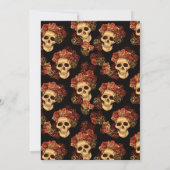 Gothic Skull Black Rote Rosen Halloween Hochzeit Einladung (Rückseite)