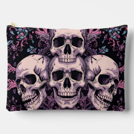 Gothic Skull & Bloom Accessory Pouch  Zubehörtasche