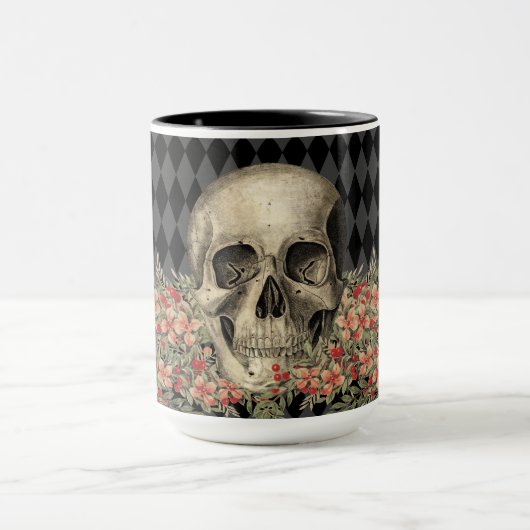 Gothic Skull & Blume Tasse (Zentrum)
