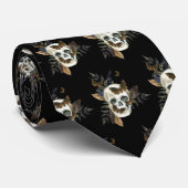 Gothic Skull Botanical Black Krawatte (Gerollt)