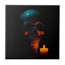 Gothic Skull Candle Halloween Ceramic Tile Fliese