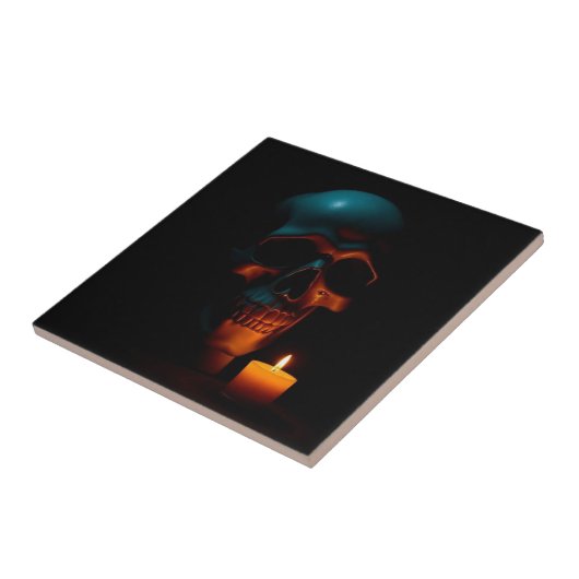 Gothic Skull Candle Halloween Ceramic Tile Fliese (Seite)