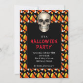Gothic Skull Candy Corn Halloween-Party Einladung (Vorderseite)