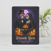 Gothic Skull Candy Couple Wedding Thank You Dankeskarte (Stehend Vorderseite)