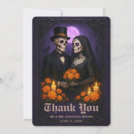 Gothic Skull Candy Paar Hochzeit Danke (Vorderseite)
