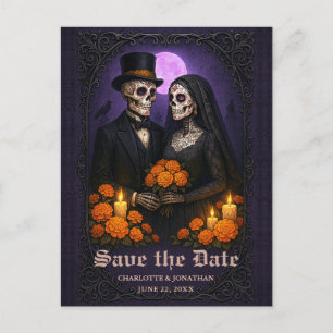 Gothic Skull Candy Paar Hochzeit Terminankündigung Ankündigungspostkarte