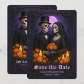 Gothic Skull Candy Paar Hochzeit Terminankündigung Save The Date (Vorne/Hinten)
