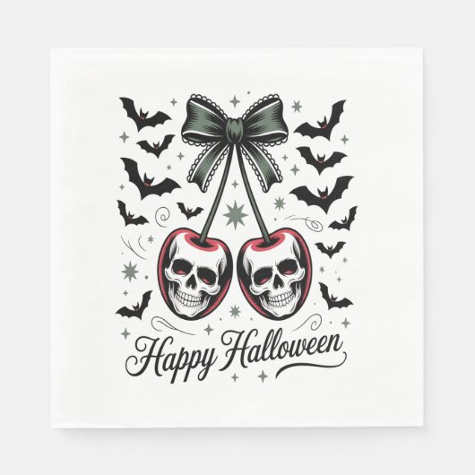 Gothic Skull Cherry Halloween Serviette (Vorderseite)