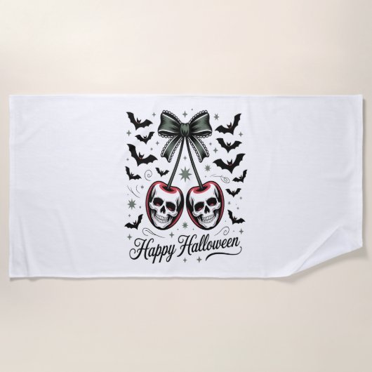 Gothic Skull Cherry Halloween Strandtuch (Vorderseite)