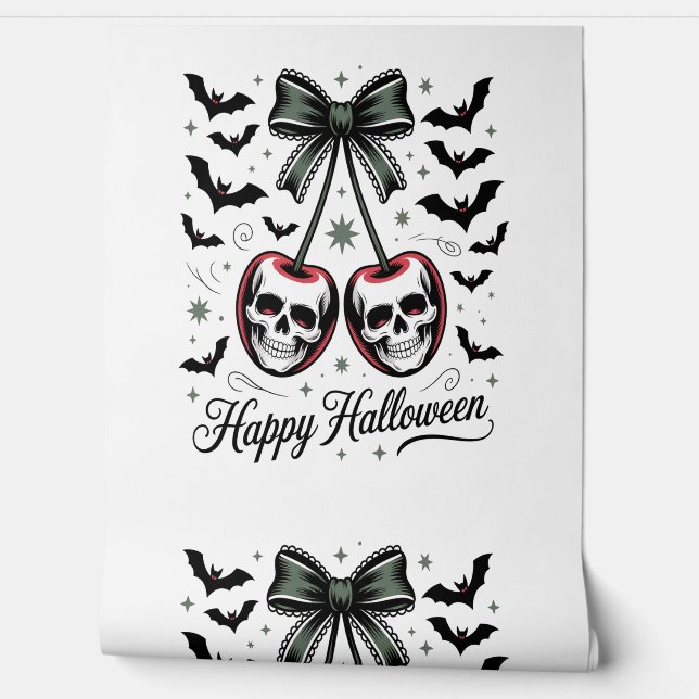 Gothic Skull Cherry Halloween Tapete (Abrollen)